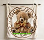 Burberry London Teddy Bear Flannel Sofa Throw Blanket B017